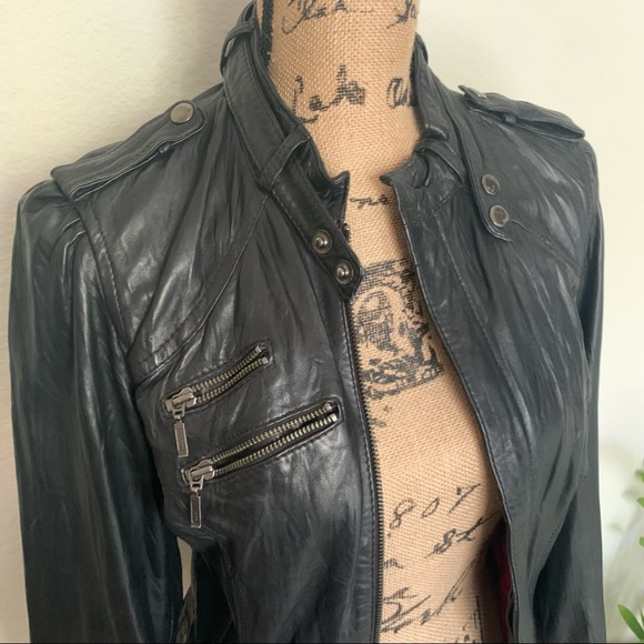 Sanctuary Black Leather Jacket Size Small - Picture 4 of 5